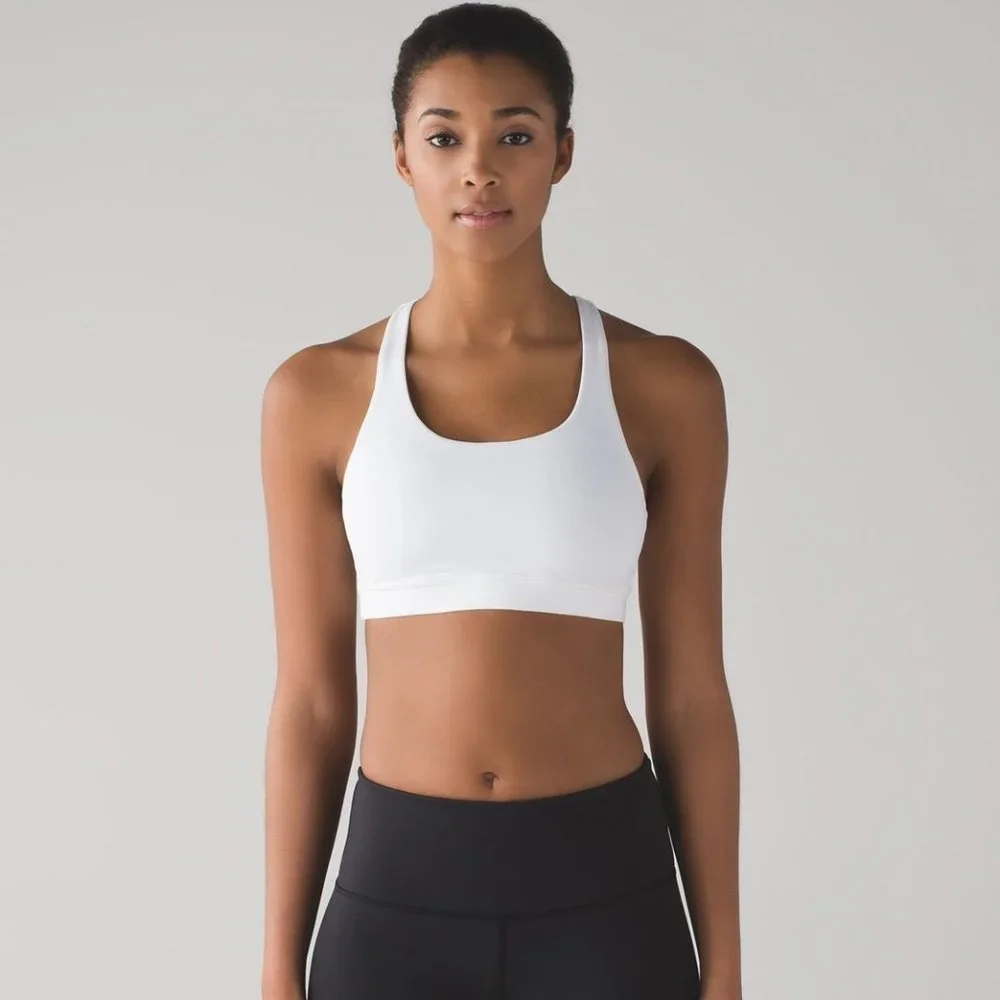 LULULEMON White Pale Blue Invigorate Luxtreme Mesh Racerback Sports Bra - Picture 2 of 16